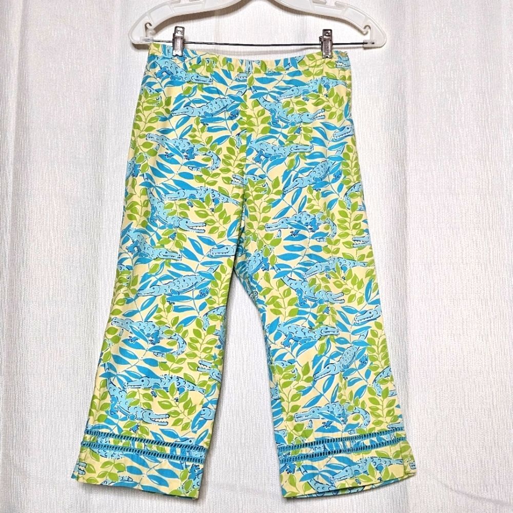 Lilly Pulitzer Mimosa Alligator Vintage Kids Cropped Pants & Top 2 Piece Set - Picture 5 of 13